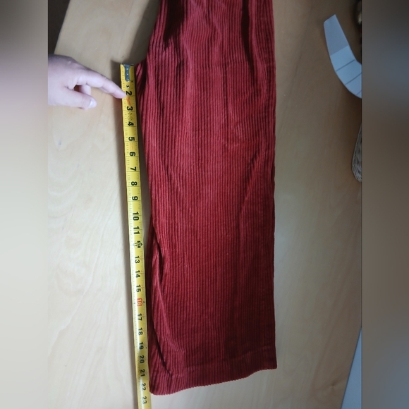 ZARA Corduroy Size S CROP Women Pants Burned Orange Color - Picture 8 of 8